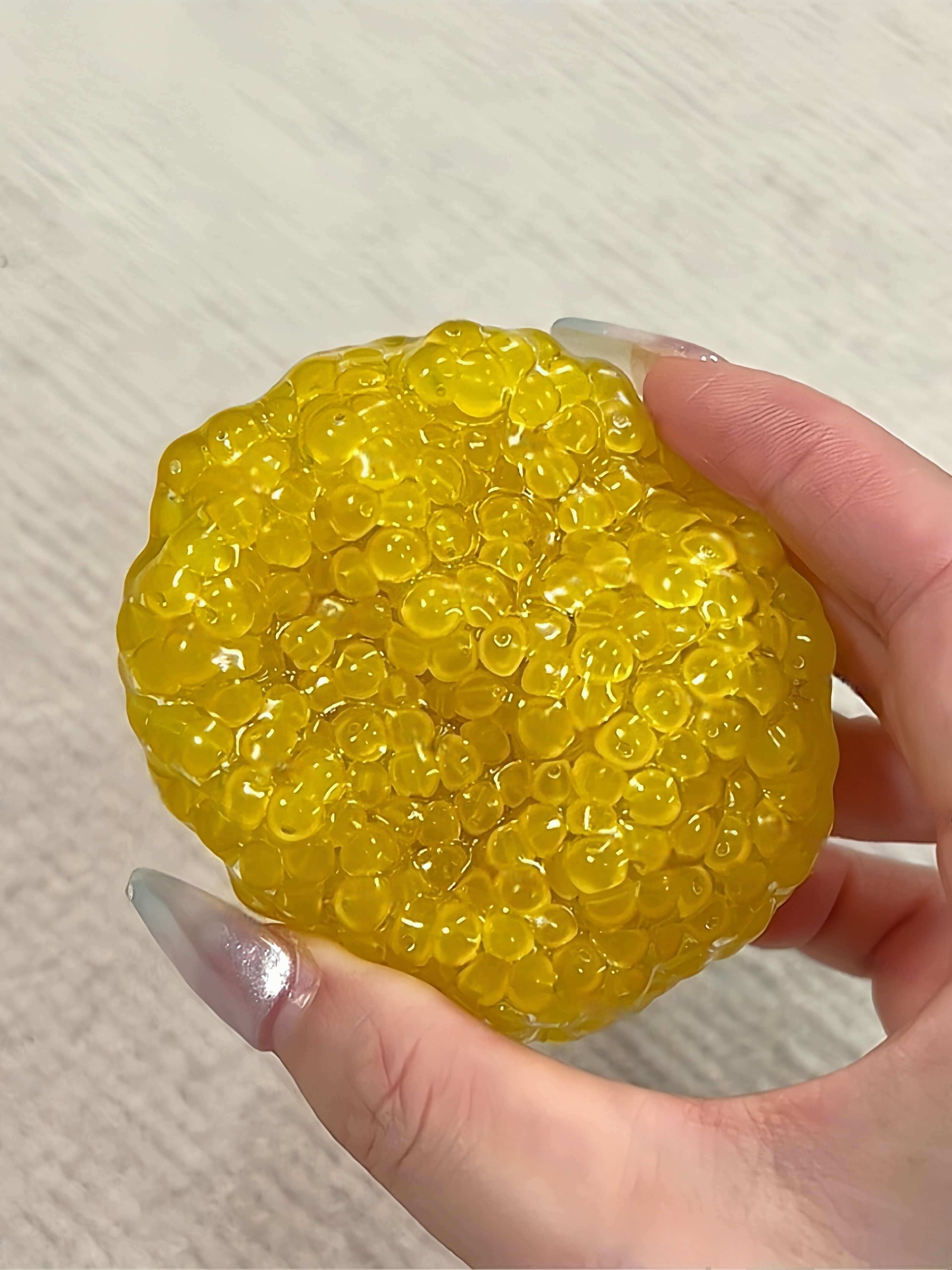 Jumbo Crystal Bead Squishy Toy – Handmade Stress Relief Ball in Rainbow Candy Colors