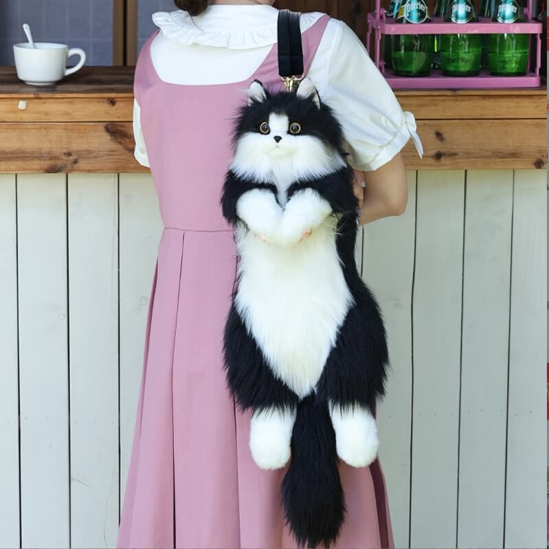 Handcrafted Realistic Cat Shaped Backpack - Cute Cat plush Backpack Toy - lovesquishy