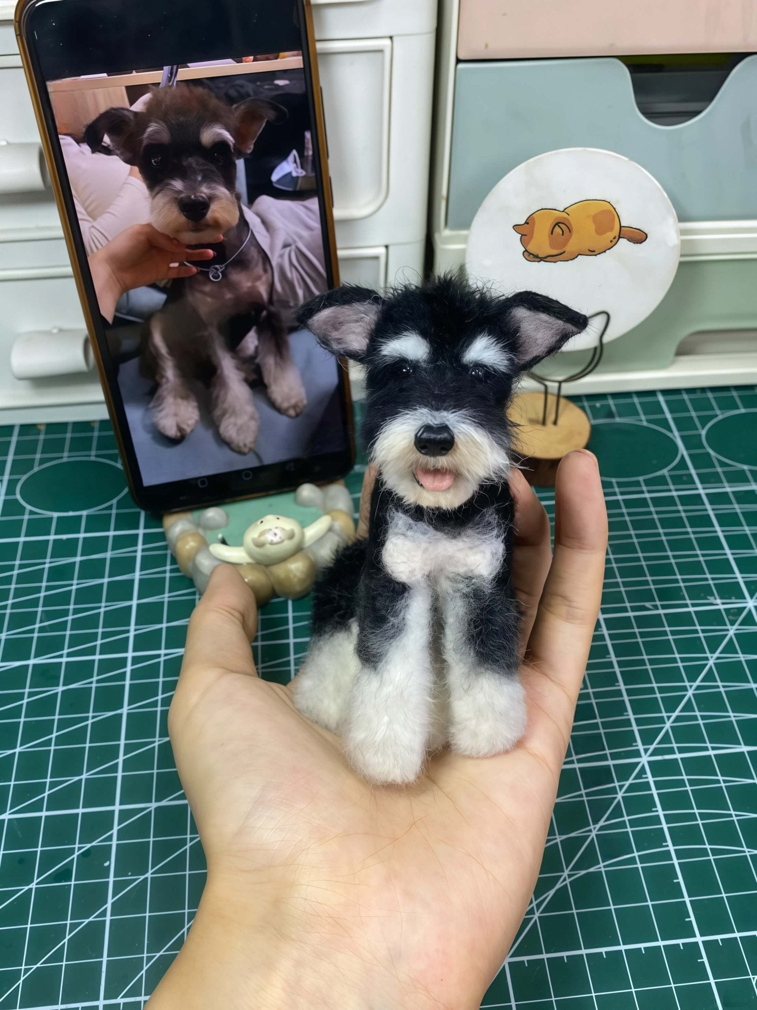 The handmade DIY felted wool poke fun finished product, realistic cat and dog figures. - lovesquishy